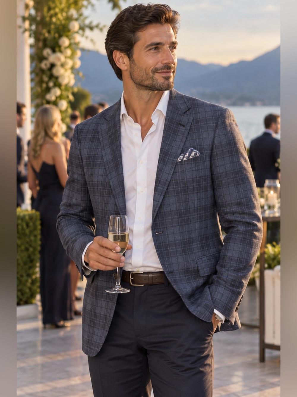 Ermenegildo Zegna Crossover Milano Linen Wool Silk Plaid Blazer 52L
